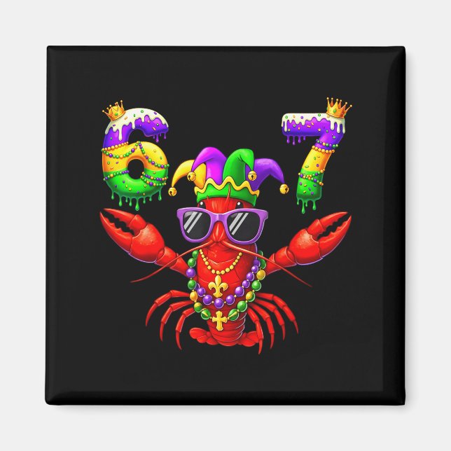67 Mardi Gras Crawfish Beads Six Seven Carnival Bo Magnet (Framsidan)