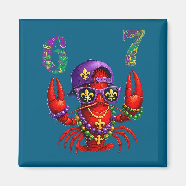 67 Mardi Gras Crawfish Beads Six Seven Carnival Bo Magnet (Framsidan)