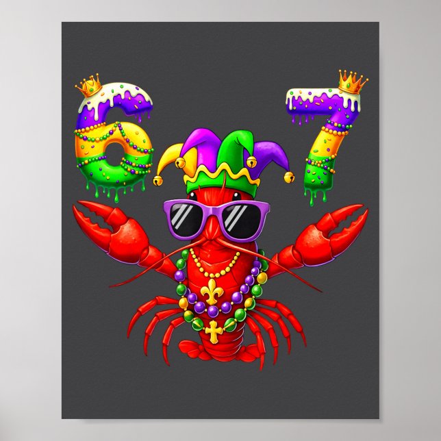 67 Mardi Gras Crawfish Beads Six Seven Carnival Bo Poster (Framsidan)