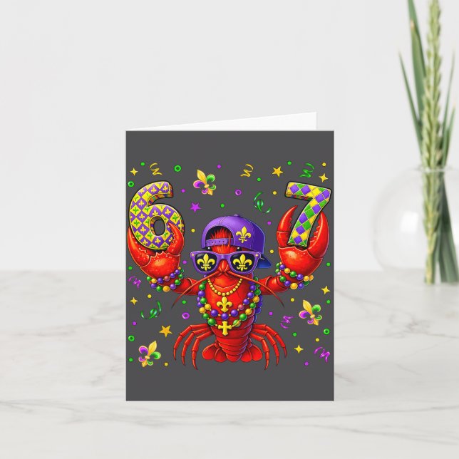 67 Mardi Gras kräftpärlor Six Seven Karneval Bo Tack Kort (Framsida)