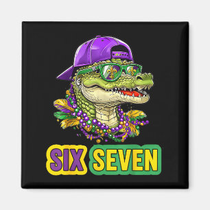 67 Mardigator Alligator Mardi Gras Sex Sju Rolig Magnet