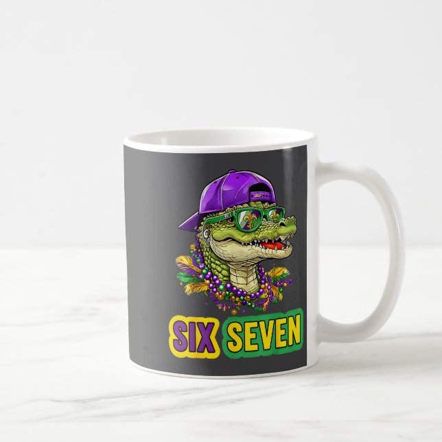 67 Mardigator Alligator Mardi Gras Six Seven Funny Kaffemugg (Höger)