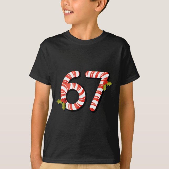 67 Mas Meme Candy Cane Six Seven Kids Men Women Ch T Shirt (Framsida)