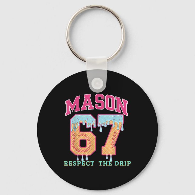 67 Mason Ice Cream Baseball Drip Respect The Drep  Nyckelring (Framsida)