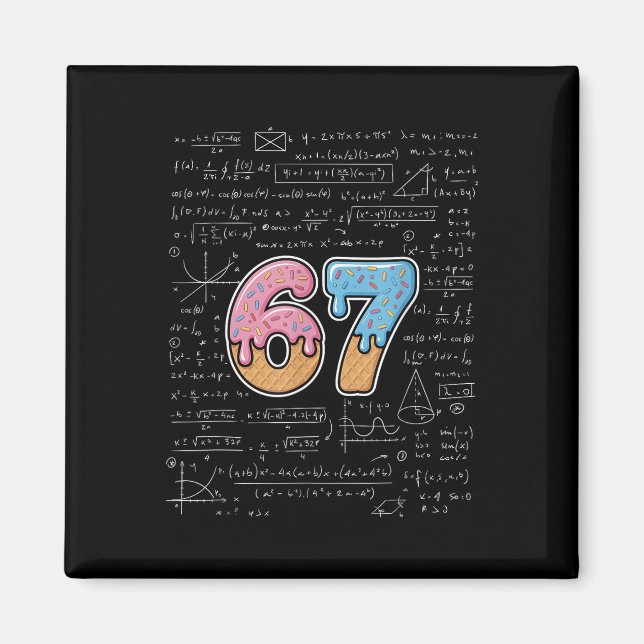 67 Matematiklärare Matematik 67:e Nummer Glass  Magnet (Framsidan)