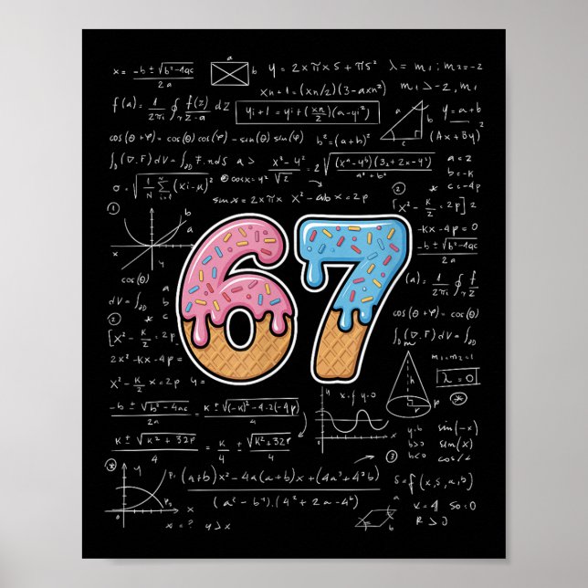 67 Matematiklärare Matematik 67:e Nummer Glass  Poster (Framsidan)