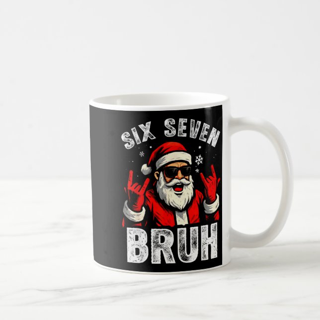 67 Meme 6 7 Funny Christmas Santa Rock On Six Seve Kaffemugg (Höger)