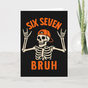 67 Meme 6 7 Rolig Halloween Skelett Rock On Sex Sj Kort
