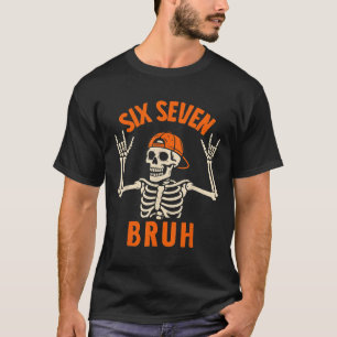 67 Meme 6 7 Rolig Halloween Skelett Rock On Six S T Shirt