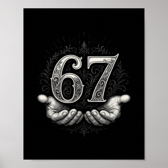 67 Meme 6 7 Six Seven Hands Funny Gen Alpha Slang  Poster (Framsidan)