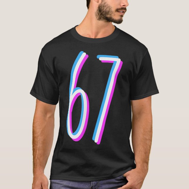 67 Meme 6 7 Six Seven Number Costume  T Shirt (Framsida)