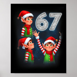 67 Meme Alv Vrålande Mot Månen Parodi Rolig Jul Poster