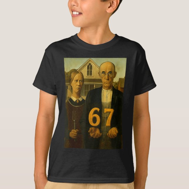 67 Meme American Gothic Art Six Seven Gen Alpha Sl T Shirt (Framsida)