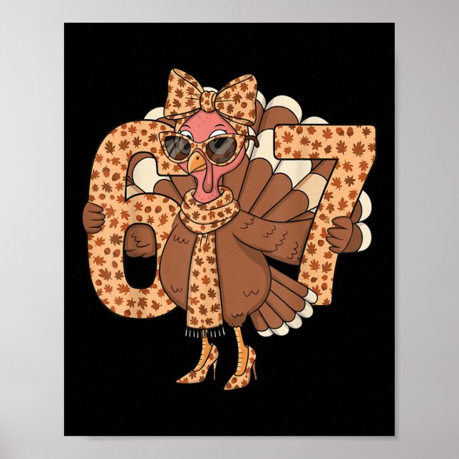 67 Meme Autumn Fall Turkey Sungles Funny Thanksgiv Poster (Framsidan)