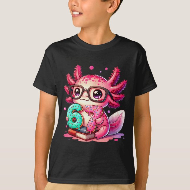 67 Meme Axolotl Funny Six Seven Axolotl Lover For  T Shirt (Framsida)
