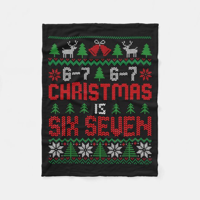 67 Meme Boy Funny Six Seven Ugly Christmas Sweater Fleecefilt (Framsidan)