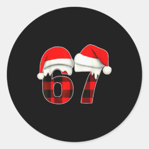 67 Meme Brainrot Roliga Jul Randiga Xmas Pyjamas Runt Klistermärke