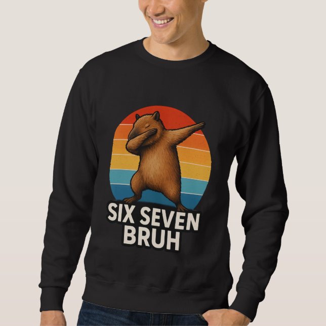 67 Meme Capybara Funny Six Seven Bruh Capybara for Lång Ärmad Tröja (Framsida)