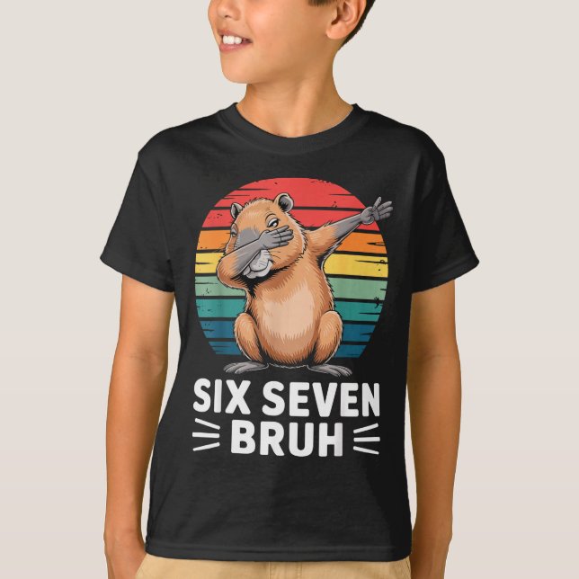 67 Meme Capybara Funny Six Seven Bruh Humor For Ki T Shirt (Framsida)
