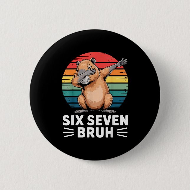 67 Meme Capybara Rolig Six Seven Bruh Humor För Ki Knapp (Framsida)