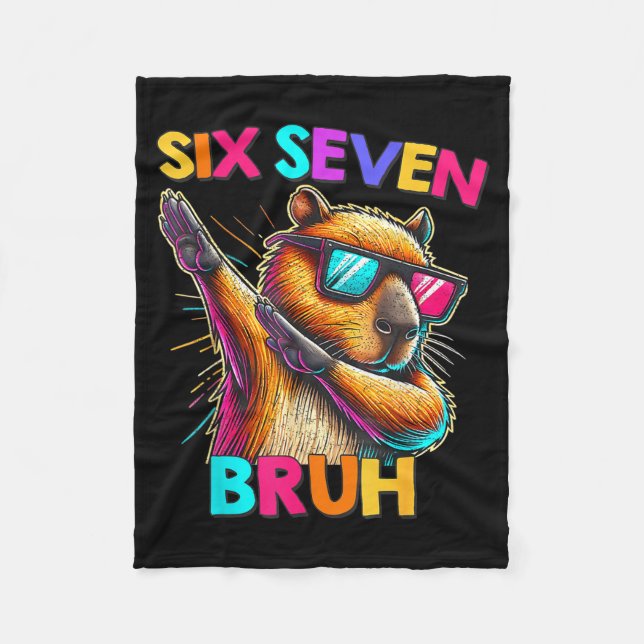 67 Meme Capybara Six Seven Bruh Capybara Kids Boys Fleecefilt (Framsidan)