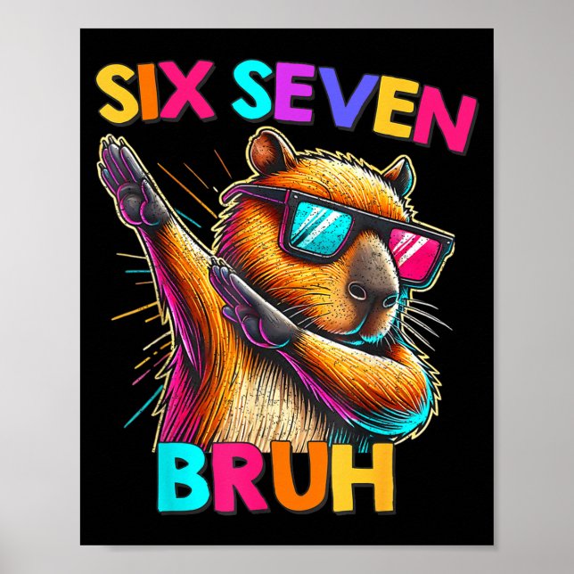 67 Meme Capybara Six Seven Bruh Capybara Kids Boys Poster (Framsidan)