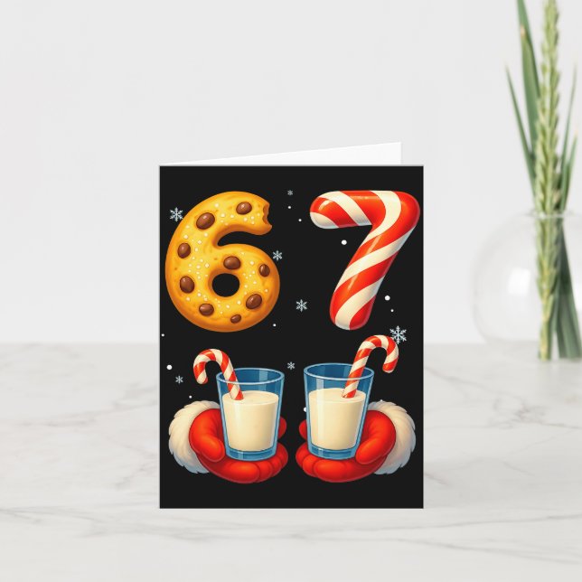 67 Meme Christmas Cookie Candy Cane Funny Six Seve Kort (Framsida)