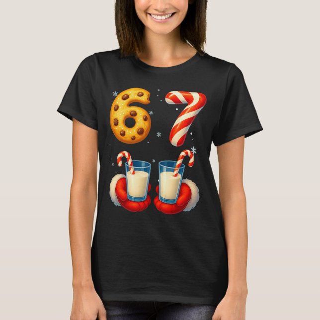 67 Meme Christmas Cookie Candy Cane Funny Six Seve T Shirt (Framsida)