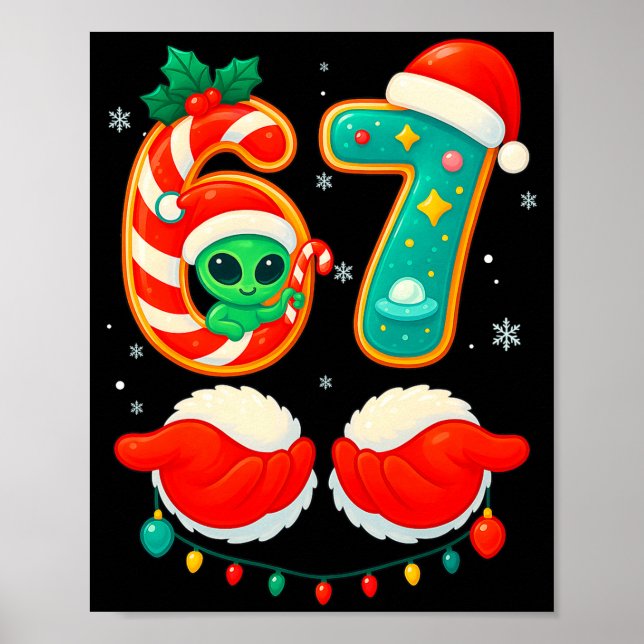 67 Meme Christmas Funny Alien Santa Six Seven Xmas Poster (Framsidan)