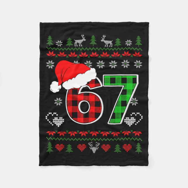 67 Meme Christmas Six Seven Xmas Ugly Sweater Men  Fleecefilt (Framsidan)