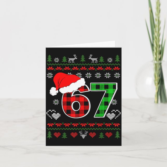 67 Meme Christmas Six Seven Xmas Ugly Sweater Men  Kort (Framsida)