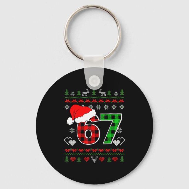 67 Meme Christmas Six Seven Xmas Ugly Sweater Men  Nyckelring (Framsida)