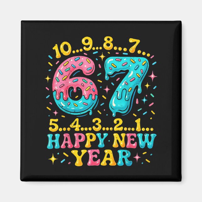 67 Meme Countdown Happy New Year Funny Drip Number Magnet (Framsidan)