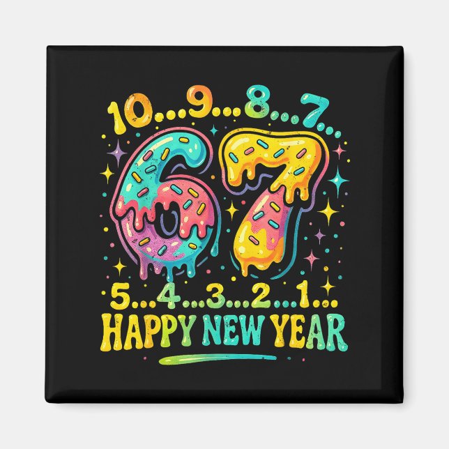 67 Meme Countdown Happy New Year Funny Drip Number Magnet (Framsidan)