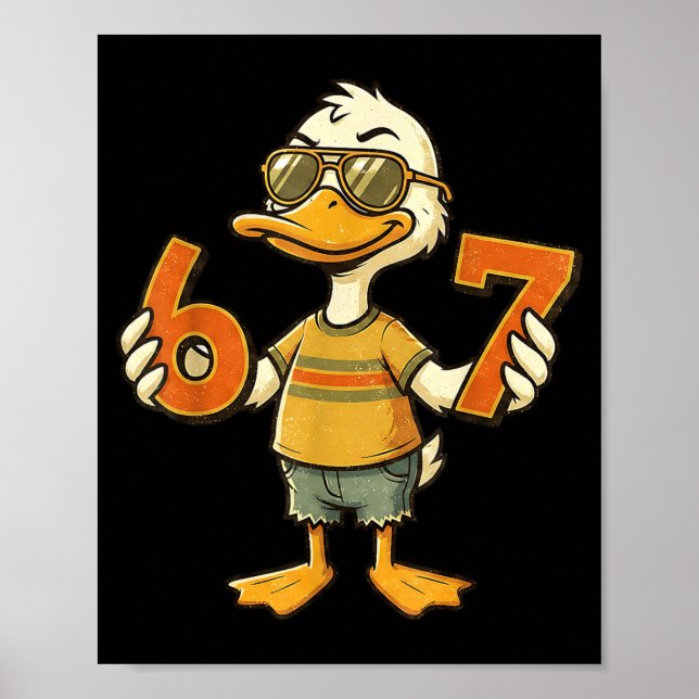 67 Meme Cute Duck 6 7 Funny Six Seven 6-7 Gen Alph Poster (Framsidan)