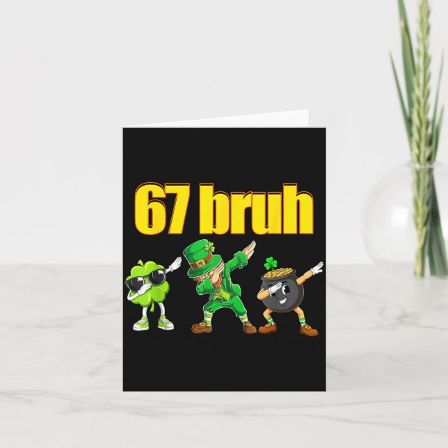 67 meme dabbing leprechaun shamrock guld pot st kort (Framsida)