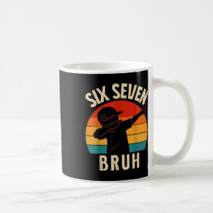 67 Meme Dabbing Sex Sju Bruh Retro Vintage Solnedg Kaffemugg