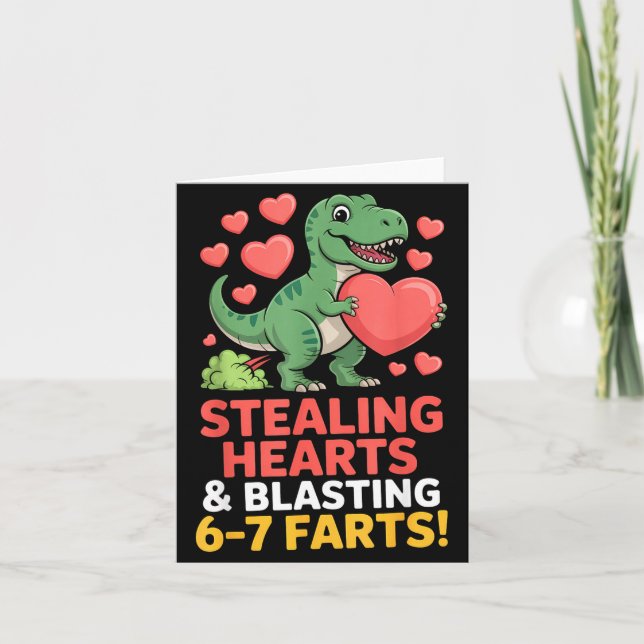 67 Meme Dinosaur Stjäl Hjärtan 6-7 Fart Valenti Kort (Framsida)