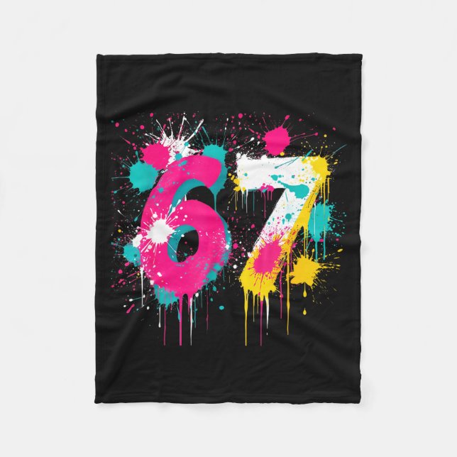67 Meme Drip Spray Paint Six Seven 80s Bright Colo Fleecefilt (Framsidan)