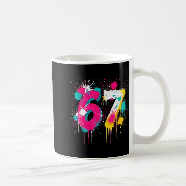 67 Meme Drip Spray Paint Six Seven 80s Bright Colo Kaffemugg (Höger)