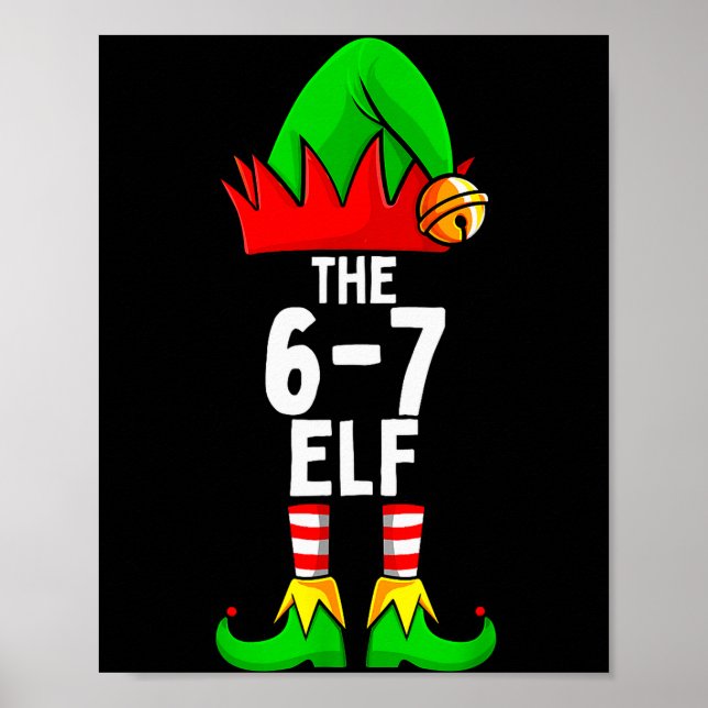 67 Meme Elf Christmas Matching Family 6-7 Brainrot Poster (Framsidan)