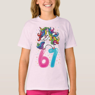 67 Meme Enhörning för Tjejer Sex Sju Gen Alpha T Shirt