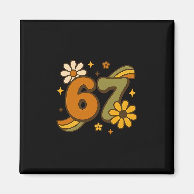 67 Meme Fall Autmn Groovy Retro 70s Six Seven Boho Magnet (Framsidan)
