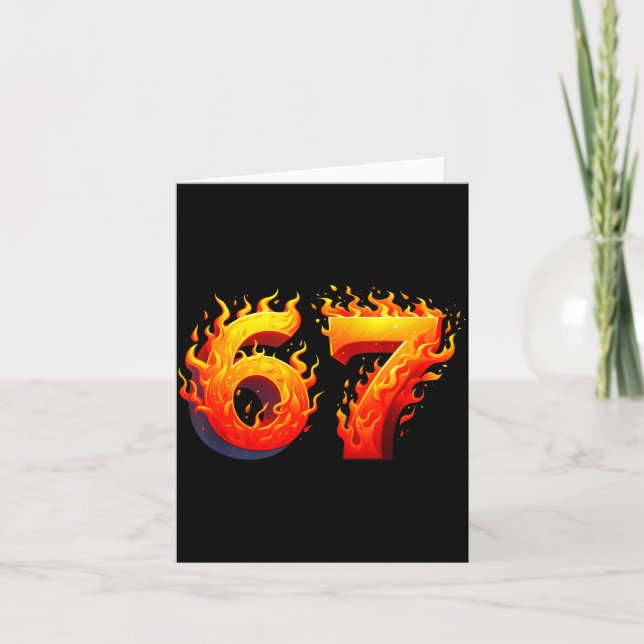 67 Meme Flames Funny Six Seven Gen Alpha Slang Gra Kort (Framsida)