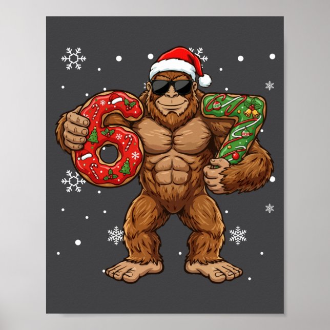 67 Meme Funny Big Foot Six Seven Christmas Xmas Sa Poster (Framsidan)