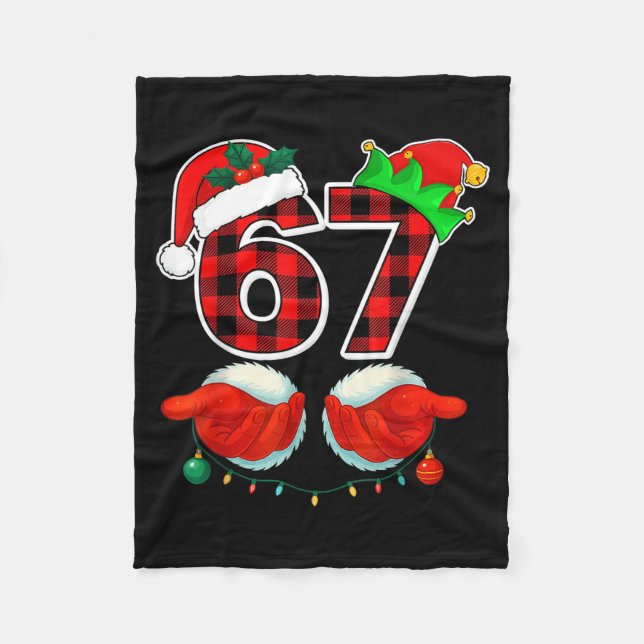 67 Meme Funny Christmas Red Plaid Xmas Pajamas Sla Fleecefilt (Framsidan)