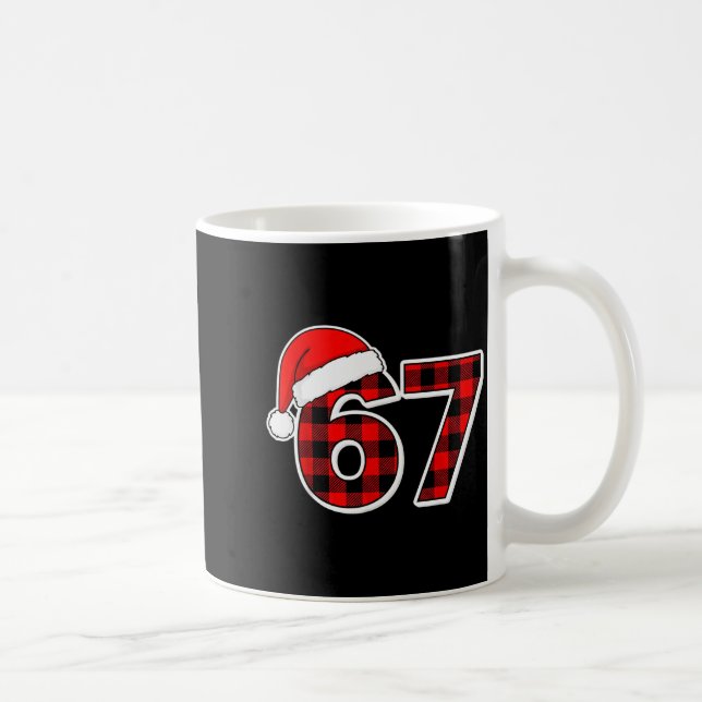 67 Meme Funny Christmas Red Plaid Xmas Pajamas Sla Kaffemugg (Höger)