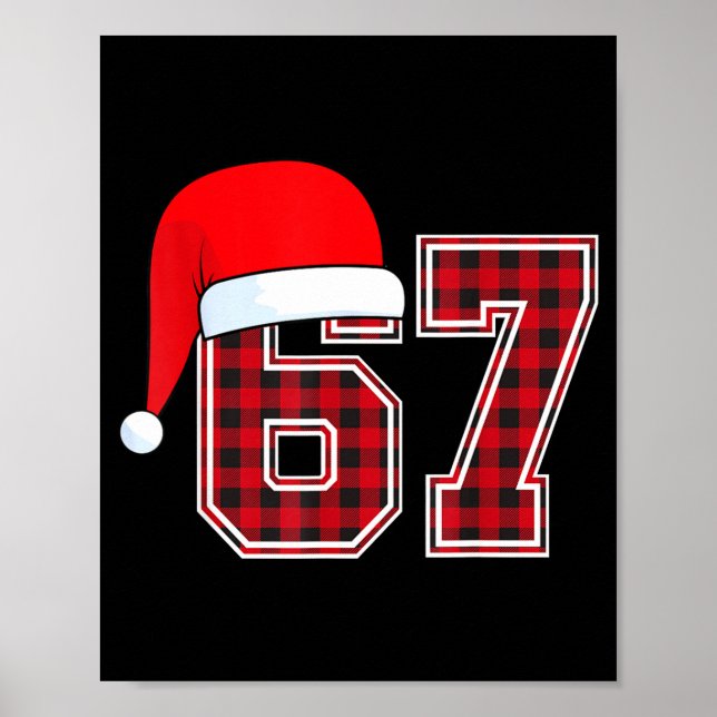 67 Meme Funny Christmas Red Plaid Xmas Pajamas Sla Poster (Framsidan)