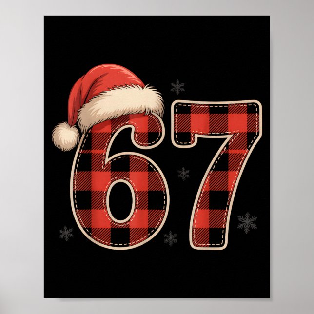 67 Meme Funny Christmas Red Plaid Xmas Pajamas Sla Poster (Framsidan)