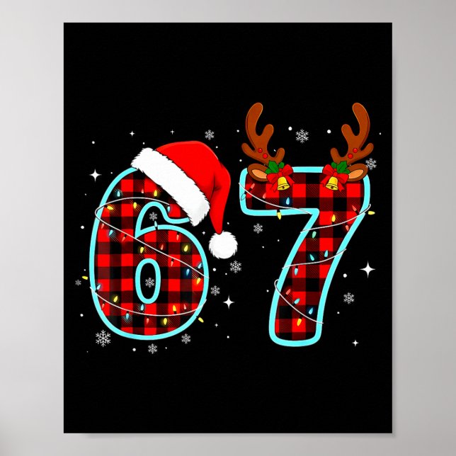 67 Meme Funny Christmas Red Plaid Xmas Pajamas Sla Poster (Framsidan)